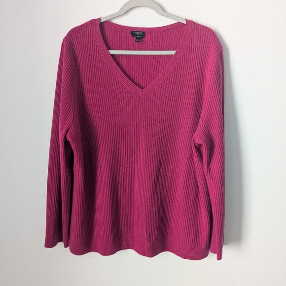Talbots Sweaters - Talbots 100% Cashmere Fuchsia / Magenta V-neck Sweater